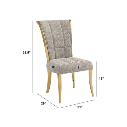 Gray Boucle Side Chairs With Gold Base (Set Of 2)