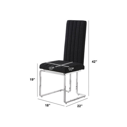 Black Boucle Fabric Silver Chrome Base Tall Back Rest Dining Chairs (Set Of 2)