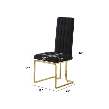 Black Boucle Fabric Gold Chrome Base Tall Back Rest Dining Chairs (Set Of 2)