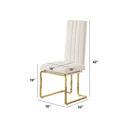 Cream Boucle Fabric Gold Chrome Base Tall Back Rest Dining Chairs (Set Of 2)