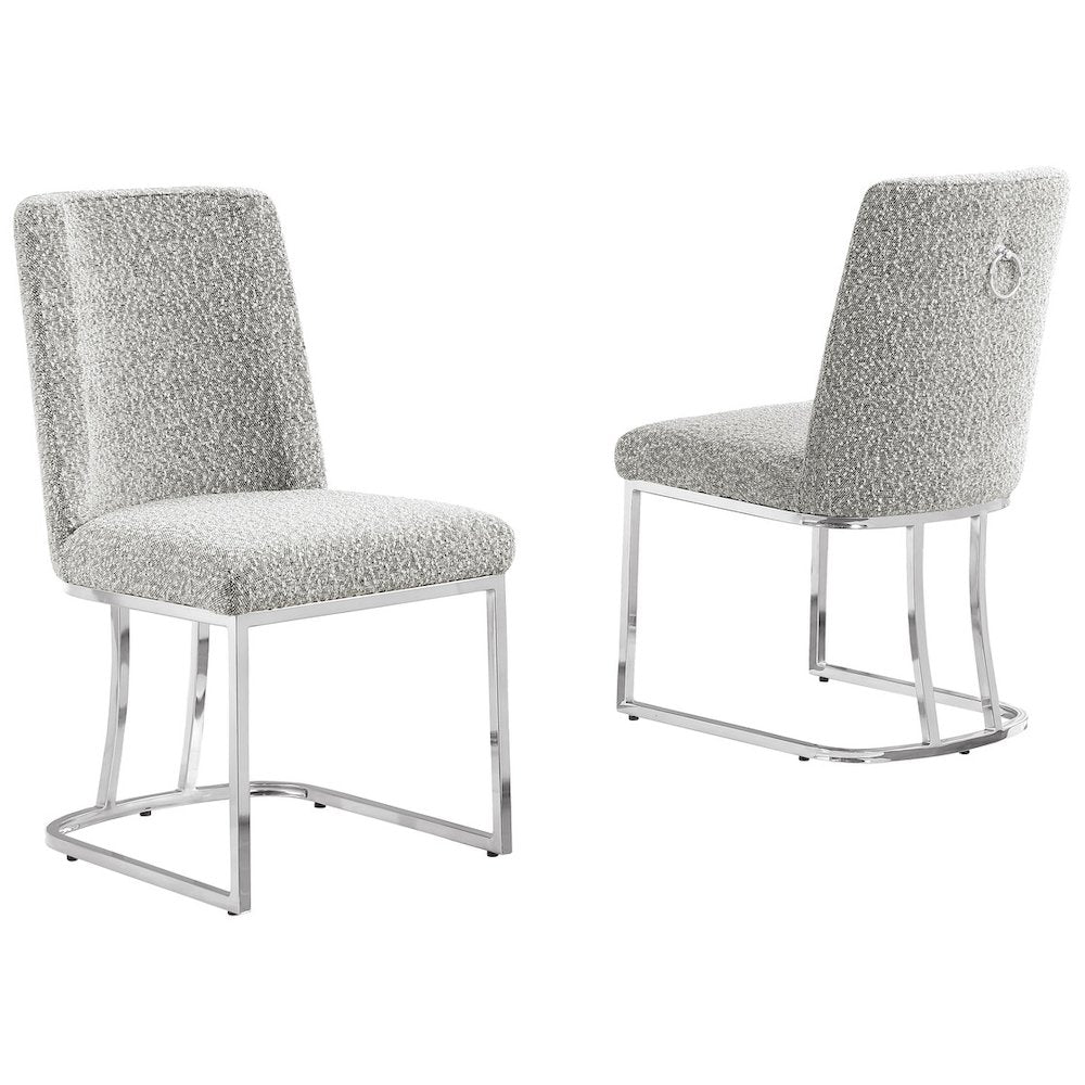 Rich Gray With Silver Chrome Base Side Chairs, Set Of 2