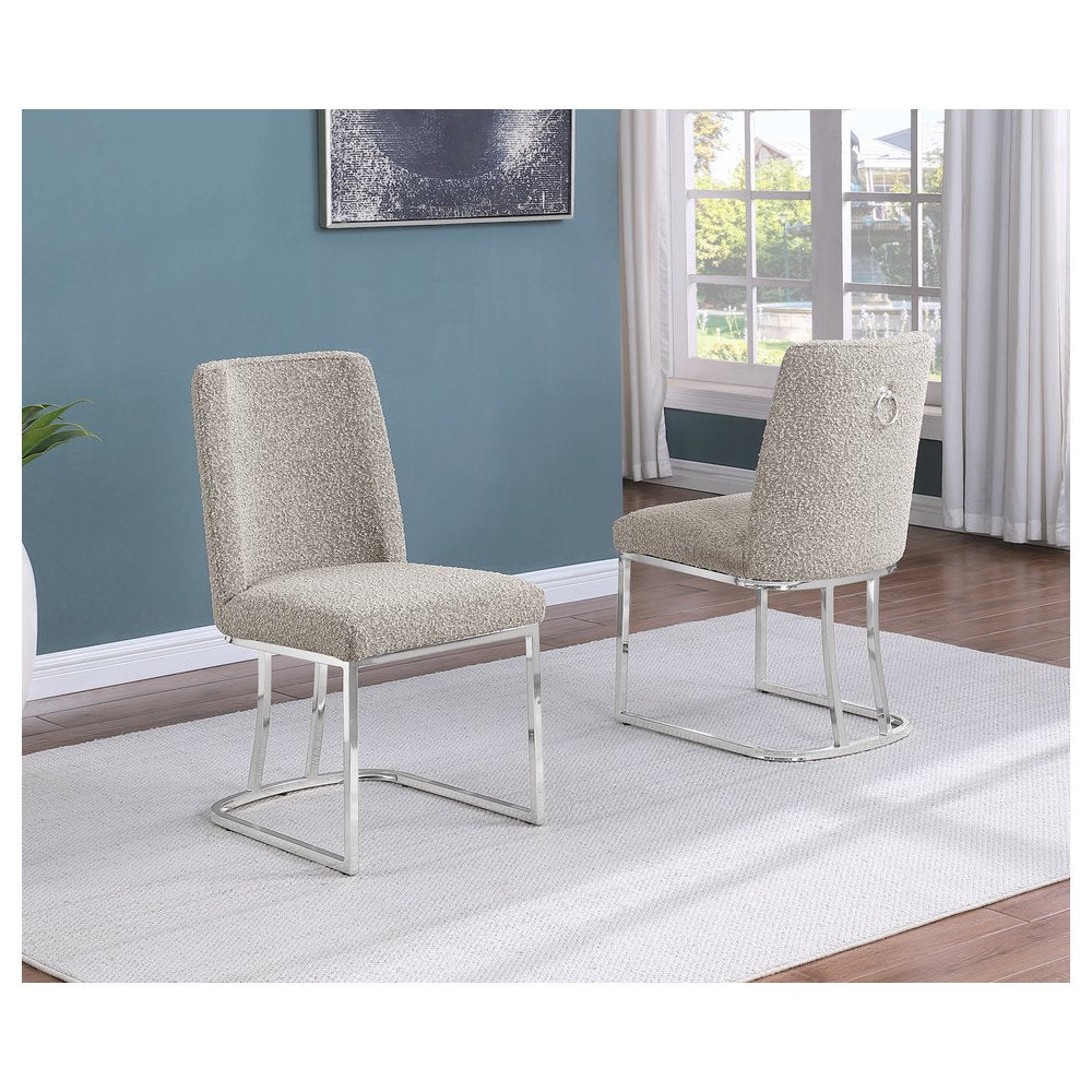 Gray With Silver Chrome Base Side Chairs, Set Of 2