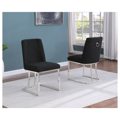 Black With Silver Chrome Base Side Chairs, Set Of 2