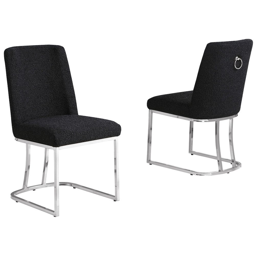 Black With Silver Chrome Base Side Chairs, Set Of 2