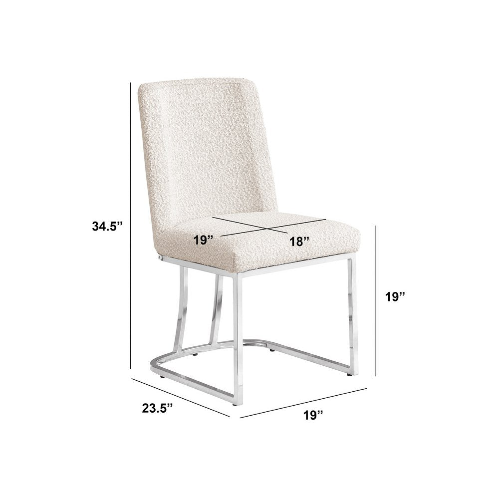 Cream With Silver Chrome Base Side Chairs, Set Of 2