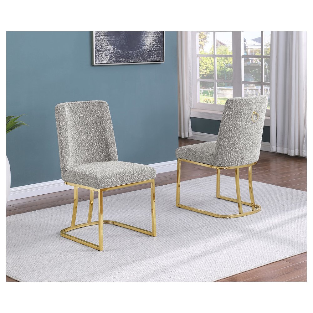 Rich Gray With Gold Chrome Base Side Chairs, Set Of 2