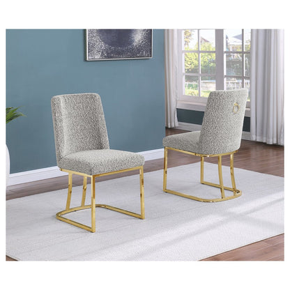 Rich Gray With Gold Chrome Base Side Chairs, Set Of 2