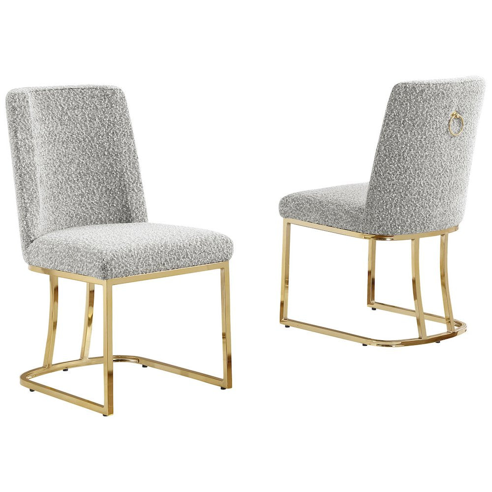 Rich Gray With Gold Chrome Base Side Chairs, Set Of 2