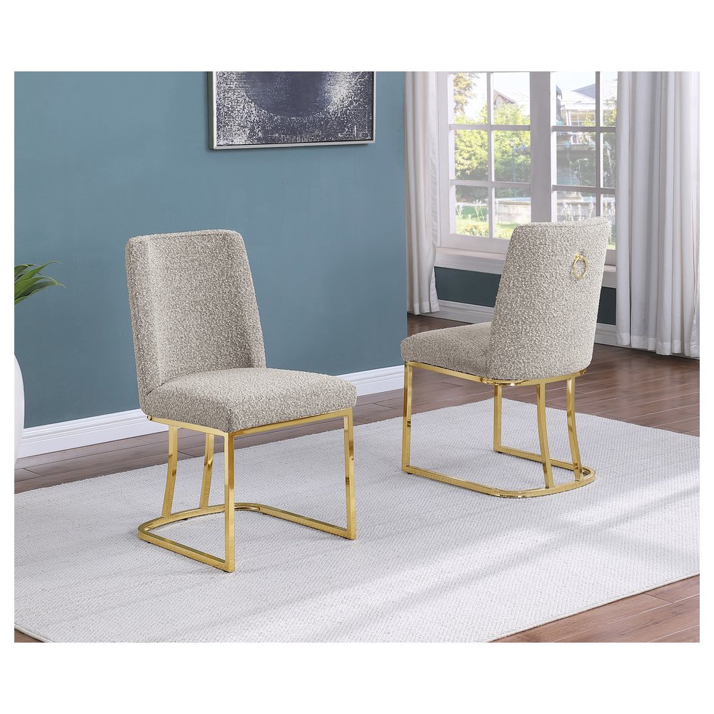 Gray With Gold Chrome Base Side Chairs, Set Of 2