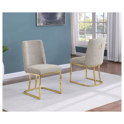 Gray With Gold Chrome Base Side Chairs, Set Of 2