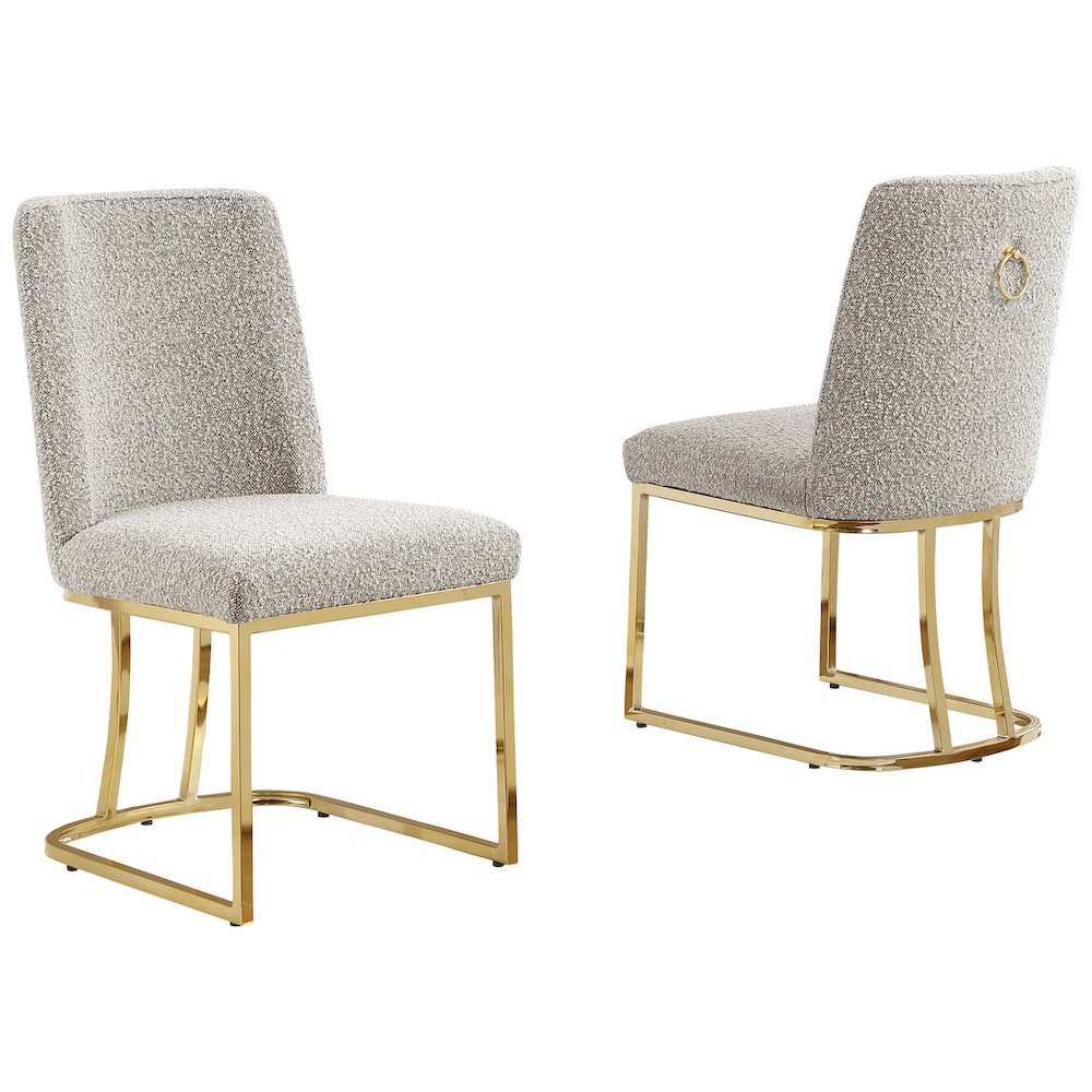 Gray With Gold Chrome Base Side Chairs, Set Of 2
