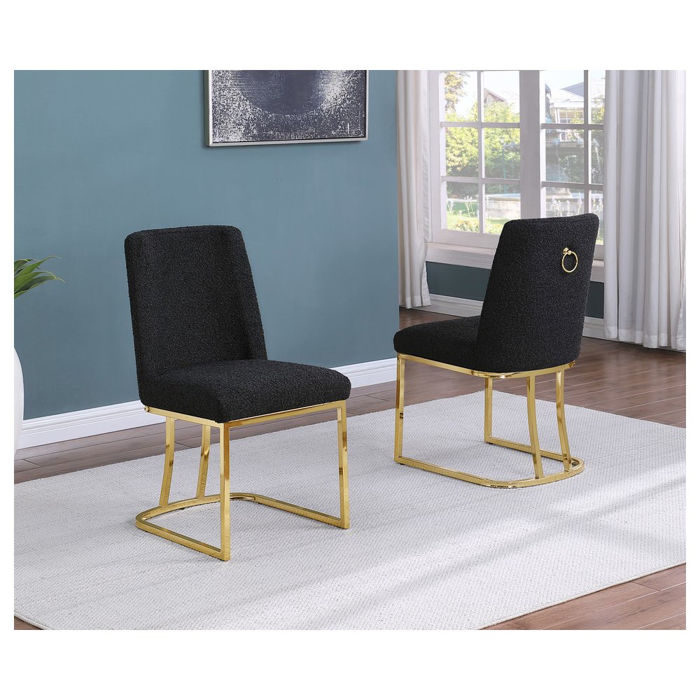 Black With Gold Chrome Base Side Chairs, Set Of 2