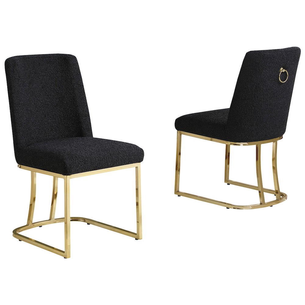 Black With Gold Chrome Base Side Chairs, Set Of 2