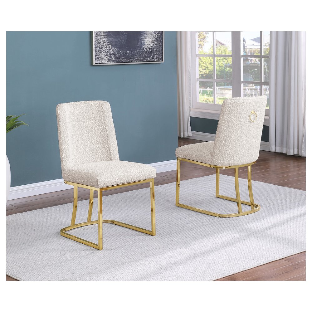 Cream With Gold Chrome Base Side Chairs, Set Of 2