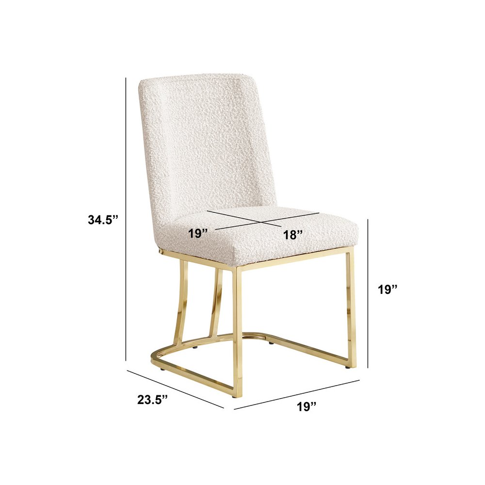 Cream With Gold Chrome Base Side Chairs, Set Of 2