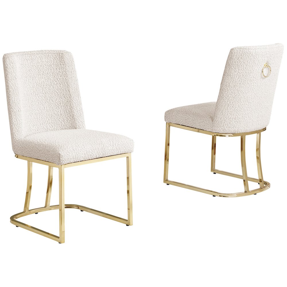 Cream With Gold Chrome Base Side Chairs, Set Of 2