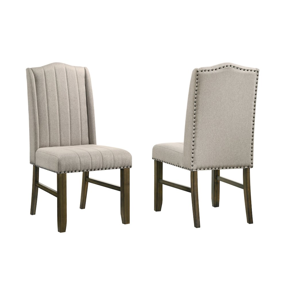 Wood fabric back dining chairs (Set of 2)
