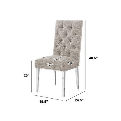 Gray Boucle Fabric With Silver Chrome Base Dining Chairs (Set Of 2)