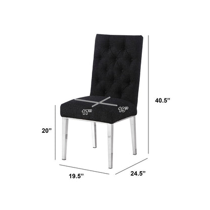 Black Boucle Fabric With Silver Chrome Base Dining Chairs (Set Of 2)