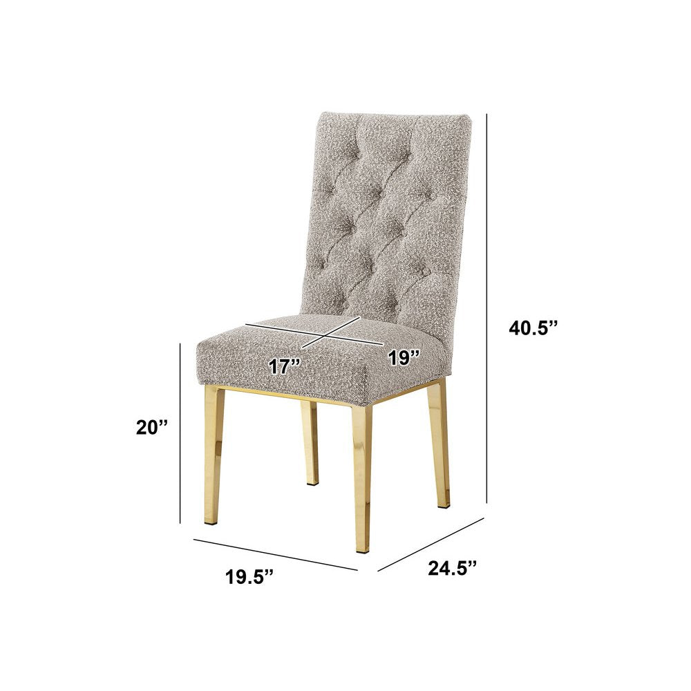 Gray Boucle Fabric With Gold Chrome Base Dining Chairs (Set Of 2)