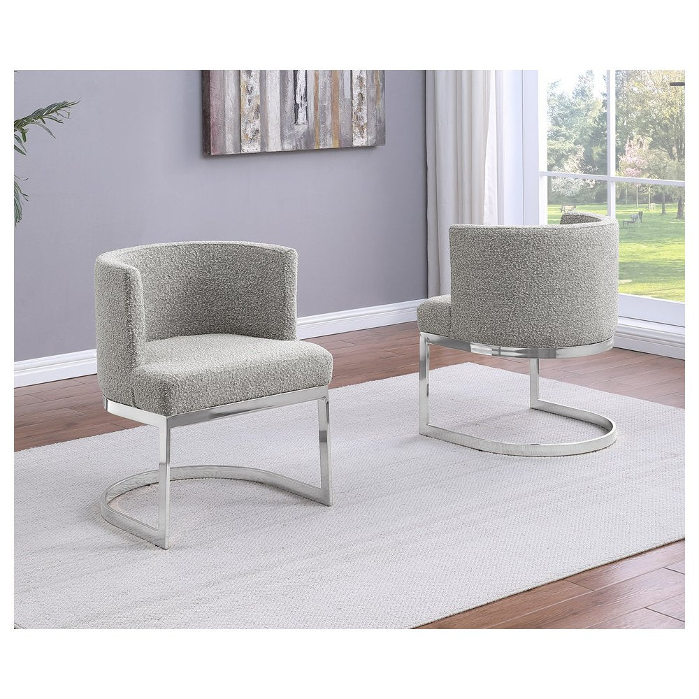 Rich Gray With Silver Chrome Base Barrel Chair (Single Chair)