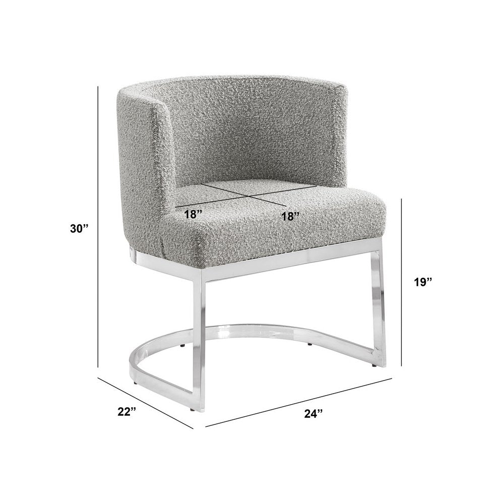 Rich Gray With Silver Chrome Base Barrel Chair (Single Chair)