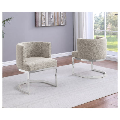 Gray With Silver Chrome Base Barrel Chair (Single Chair)
