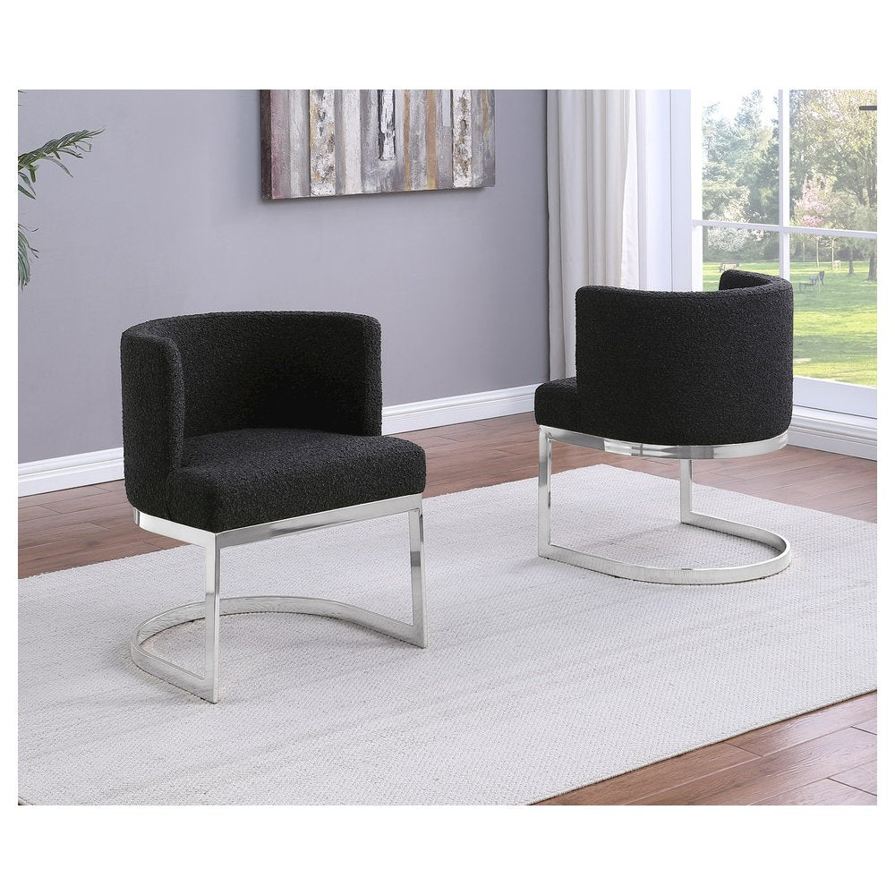 Black With Silver Chrome Base Barrel Chair (Single Chair)