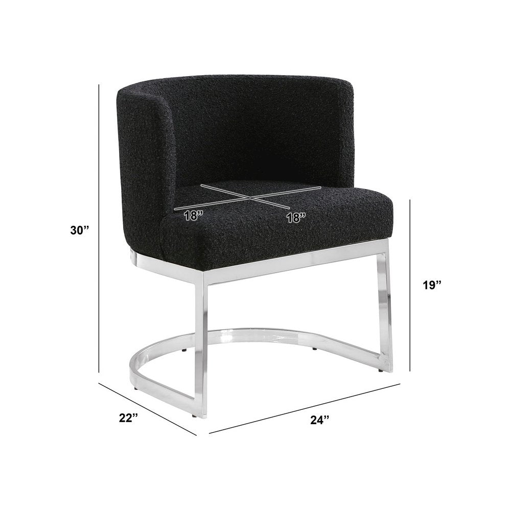 Black With Silver Chrome Base Barrel Chair (Single Chair)
