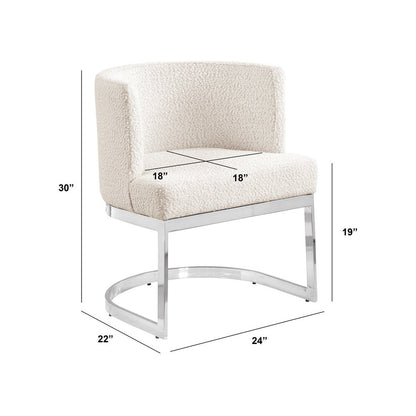 Cream With Silver Chrome Base Barrel Chair (Single Chair)