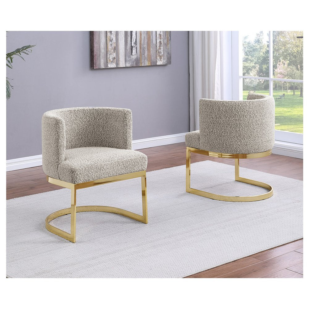 Gray With Gold Chrome Base Barrel Chair (Single Chair)