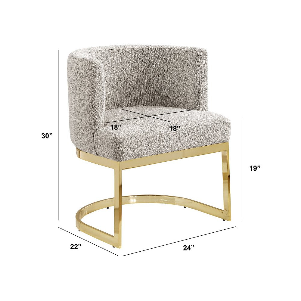 Gray With Gold Chrome Base Barrel Chair (Single Chair)