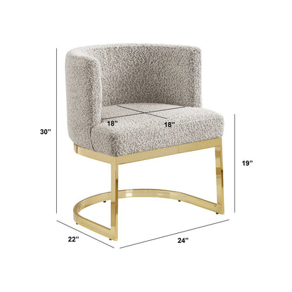 Gray With Gold Chrome Base Barrel Chair (Single Chair)