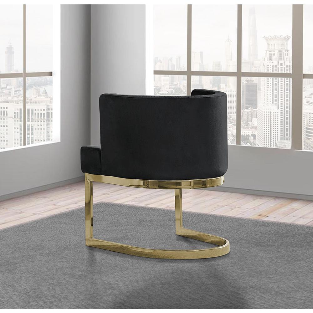 Black Velvet Side Chair with Gold, Chrome Base - Single
