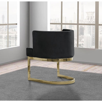 Black Velvet Side Chair with Gold, Chrome Base - Single