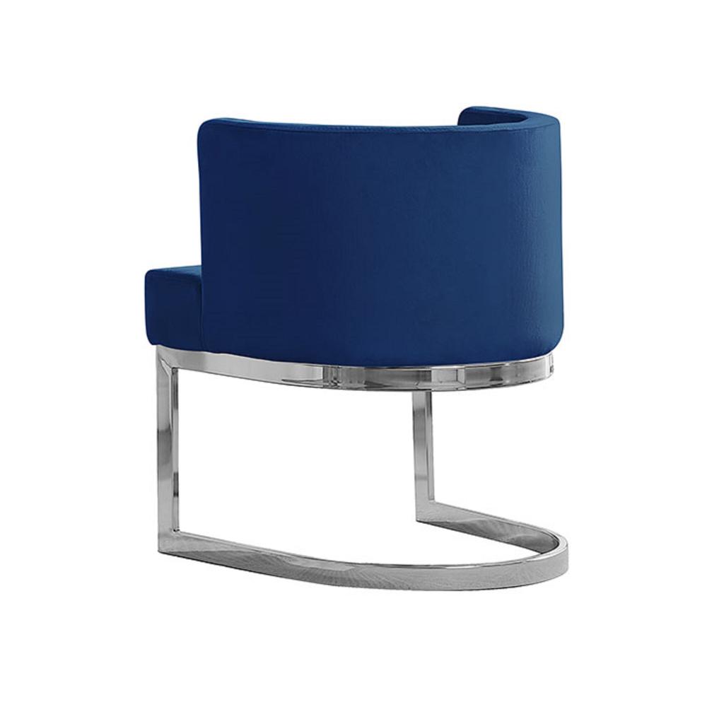 Navy Blue Velvet Side Chair with Silver, Chrome Base - Single