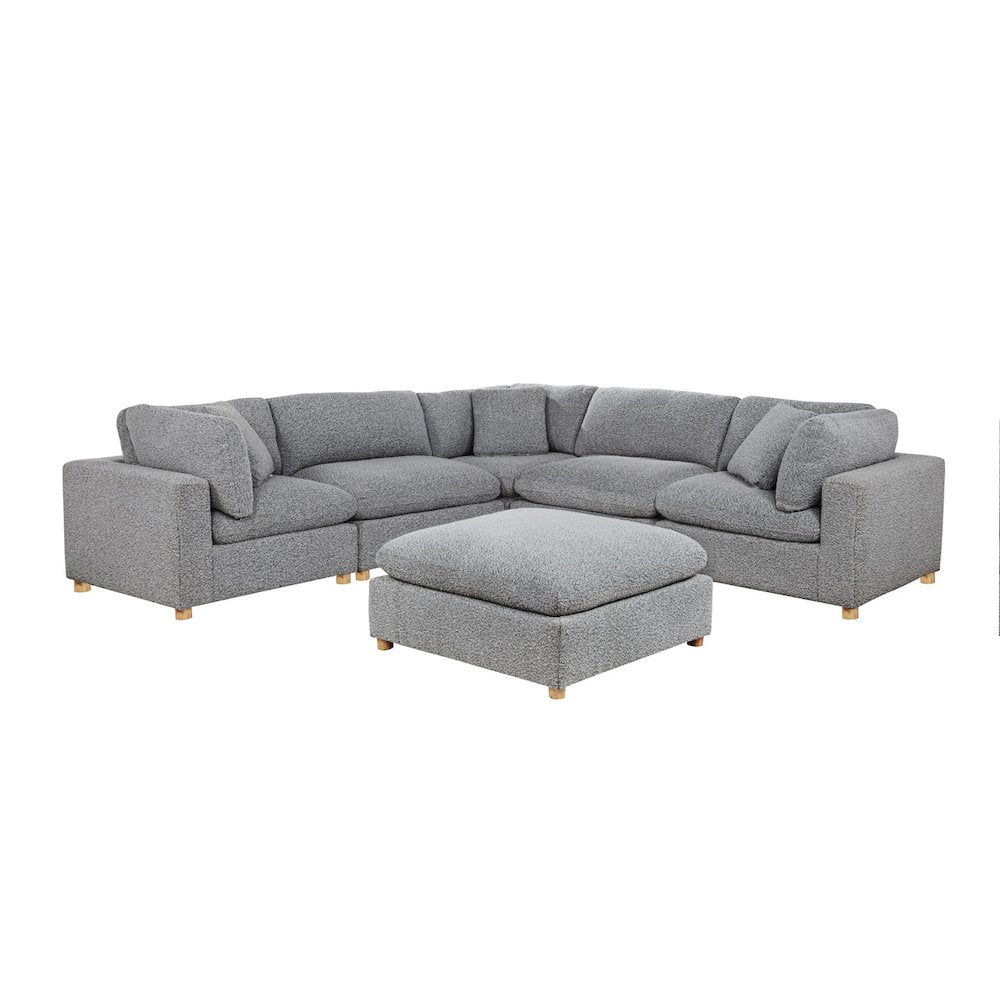 6-Piece Boucle Modular Sectional, Rich Gray