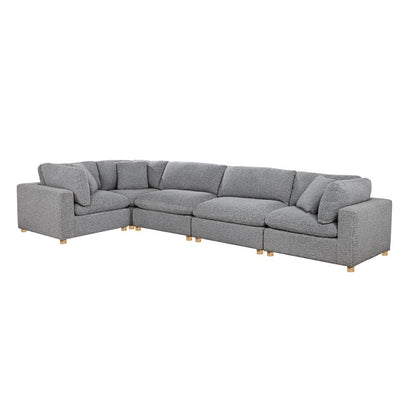 5-Piece Boucle Modular Sectional, Rich Gray
