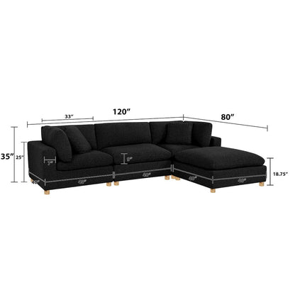 4-Piece Boucle Modular Sectional, Black