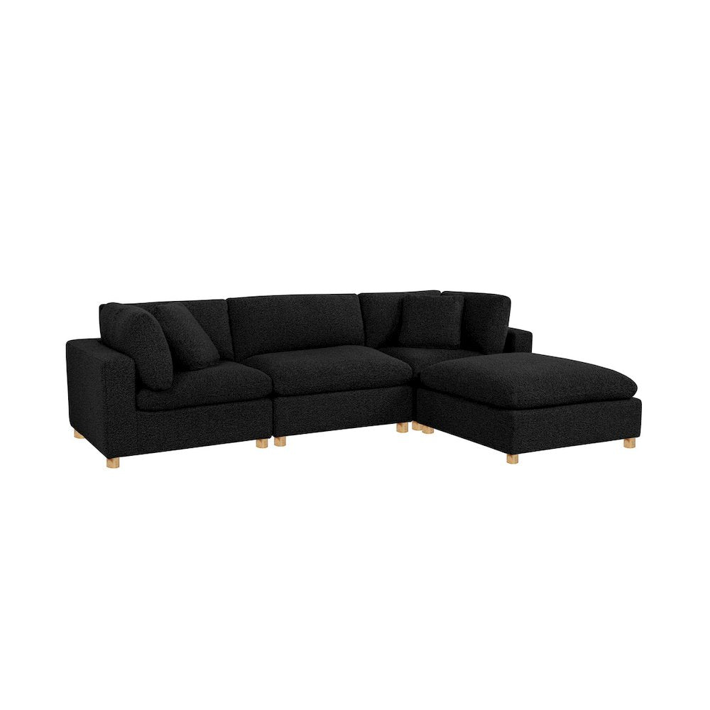 4-Piece Boucle Modular Sectional, Black