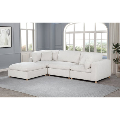 4-Piece Boucle Modular Sectional, Cream