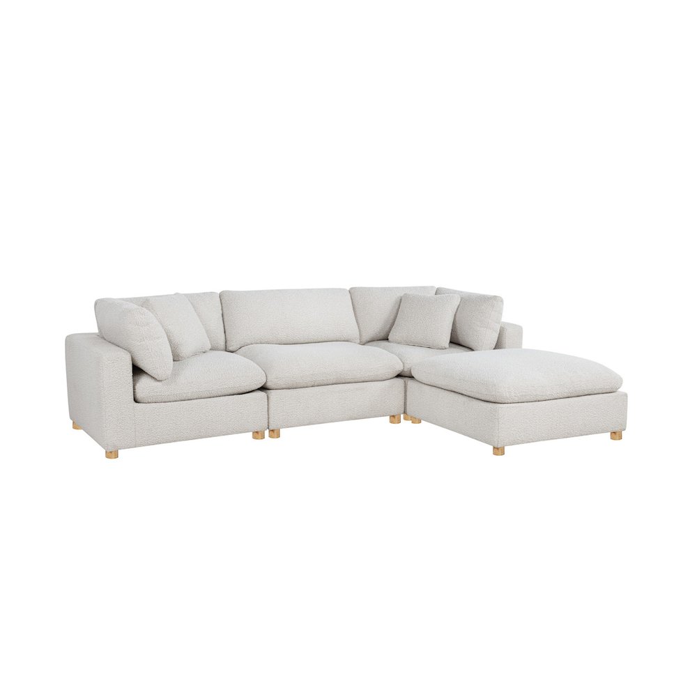 4-Piece Boucle Modular Sectional, Cream