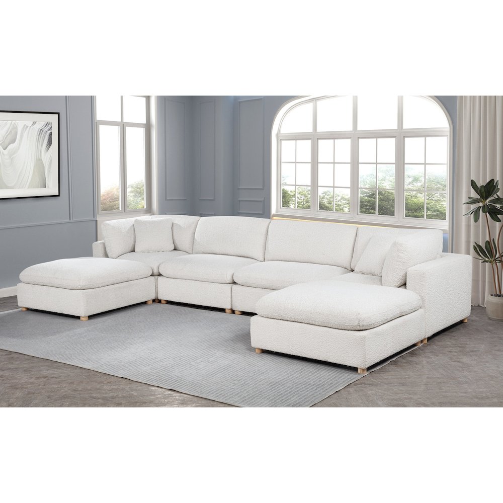 6-Piece Boucle Modular Sectional, Cream