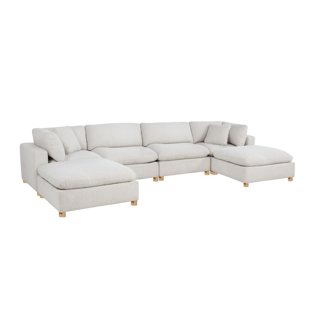 6-Piece Boucle Modular Sectional, Cream