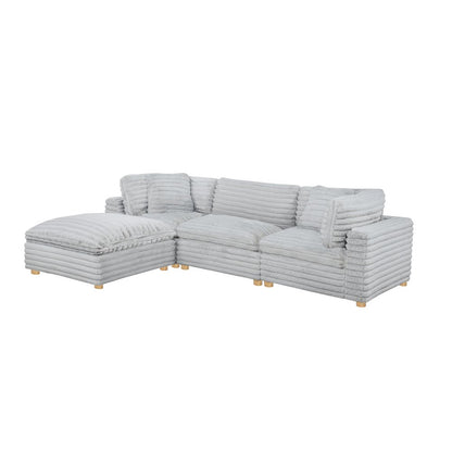 4-Piece Corduroy Modular Sectional, Light Gray