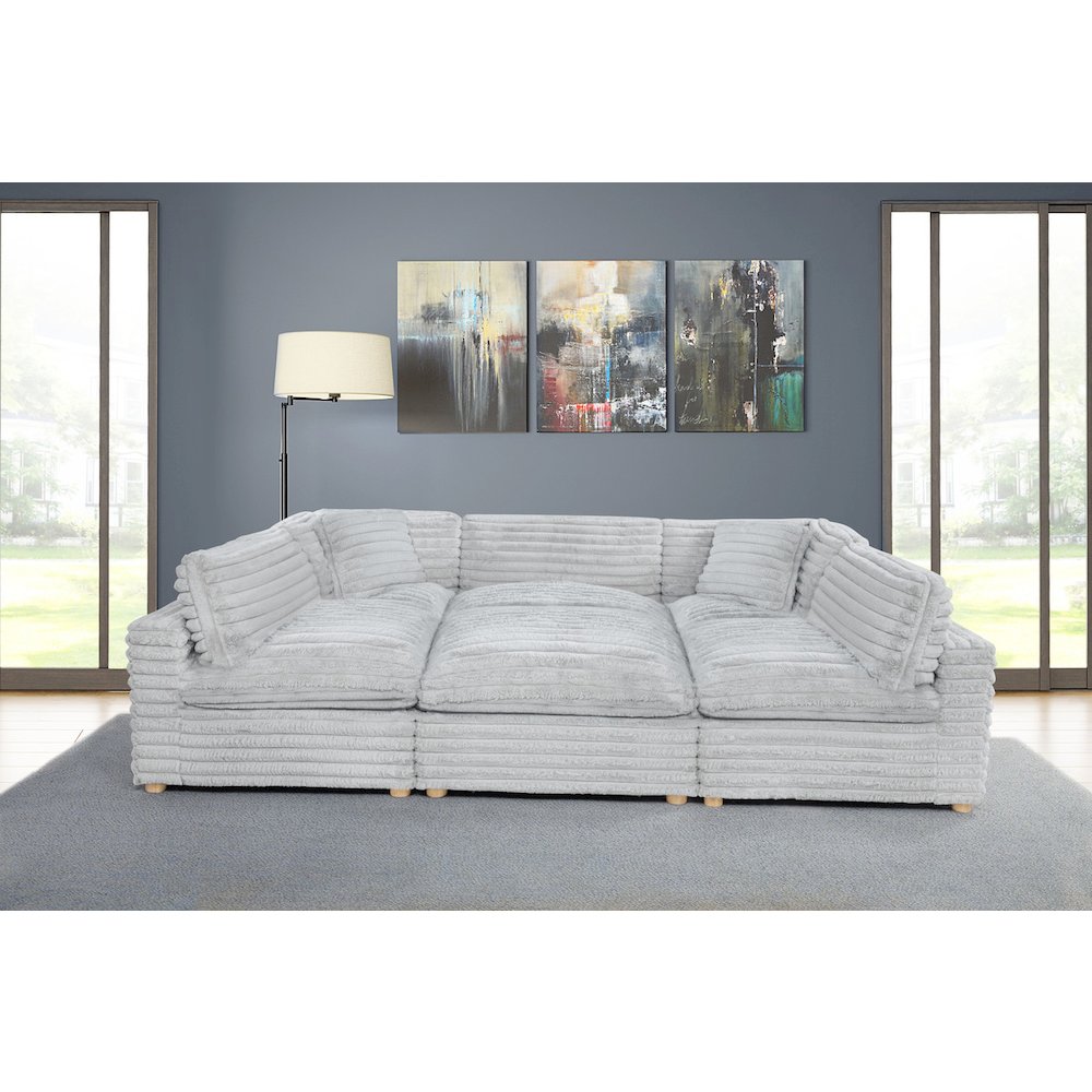6-Piece Corduroy Modular Sectional, Light Gray