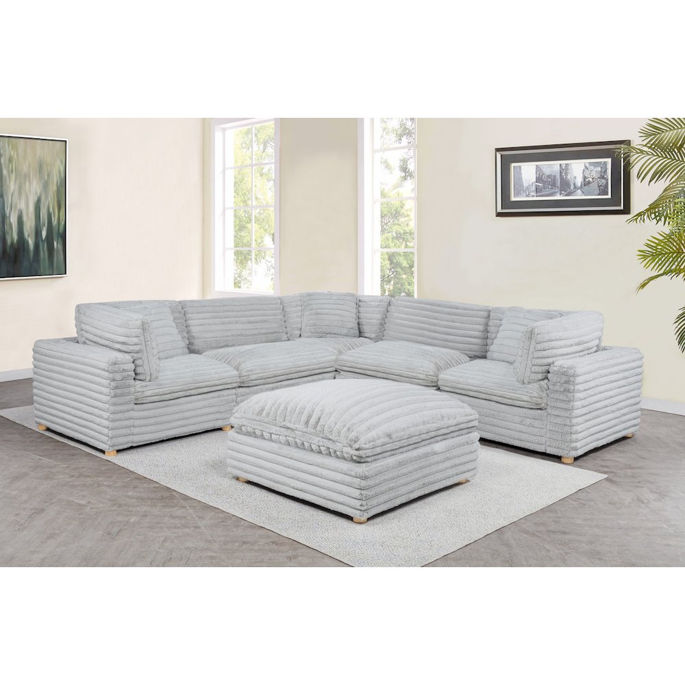 6-Piece Corduroy Modular Sectional, Light Gray