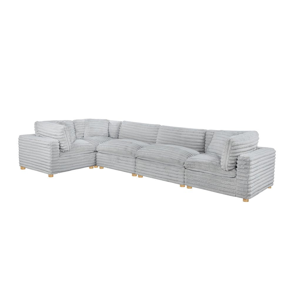 5-Piece Corduroy Modular Sectional, Light Gray