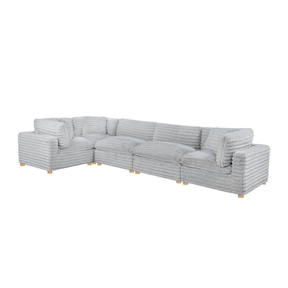 5-Piece Corduroy Modular Sectional, Light Gray