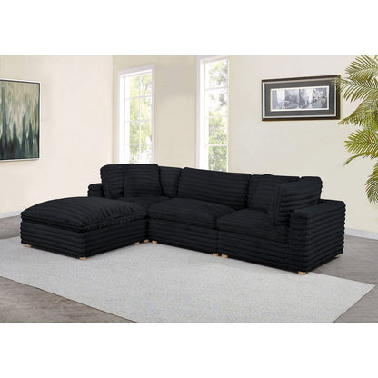 4-Piece Corduroy Modular Sectional, Black
